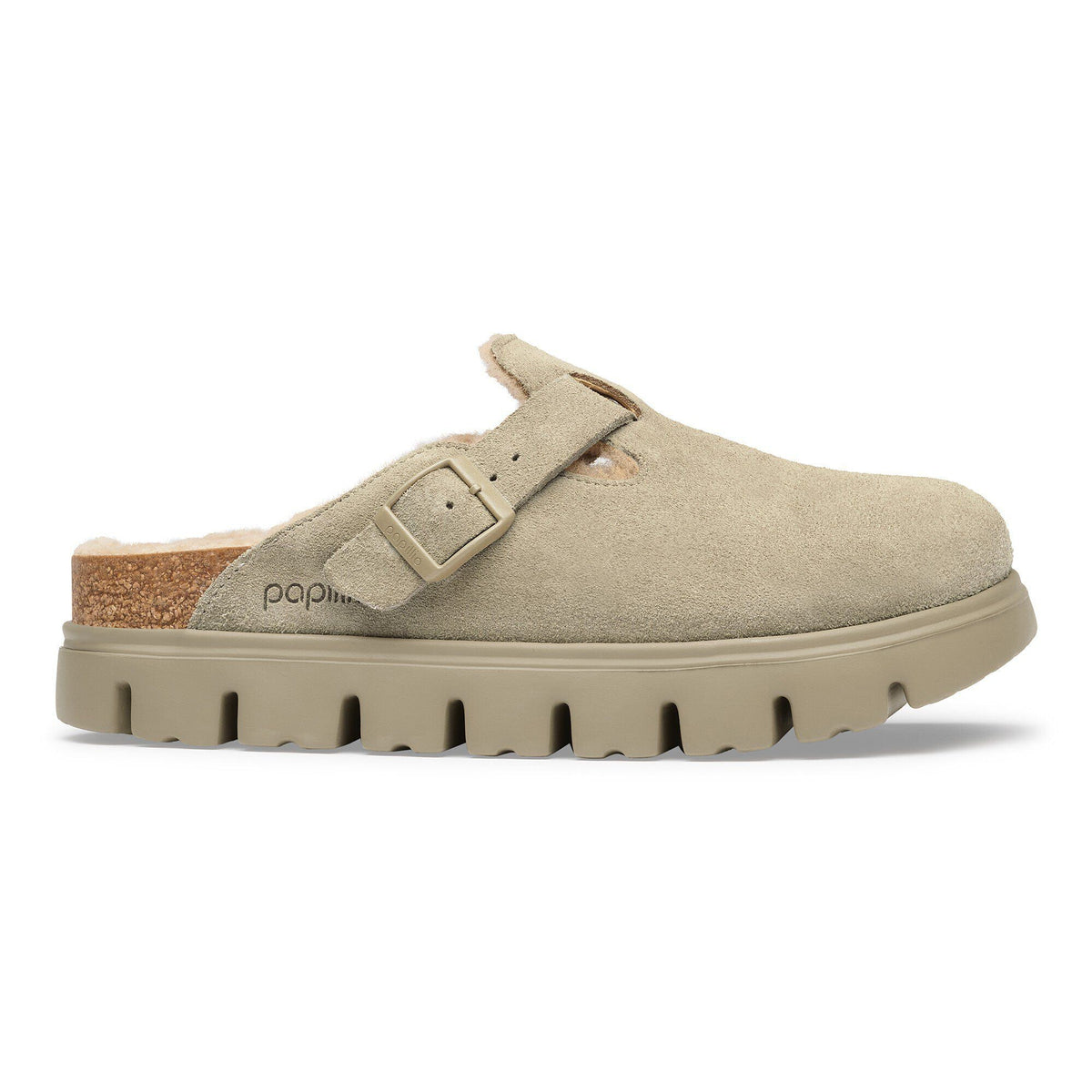 Boston Chunky Shearling Suede Leather in Color Taupe | Birkenstock