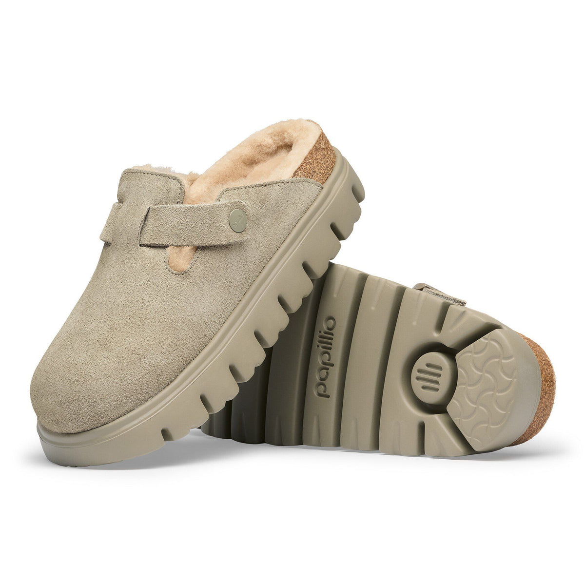 Boston Chunky Shearling Suede Leather in Color Taupe | Birkenstock