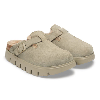 Boston Chunky Shearling Suede Leather in Color Taupe | Birkenstock