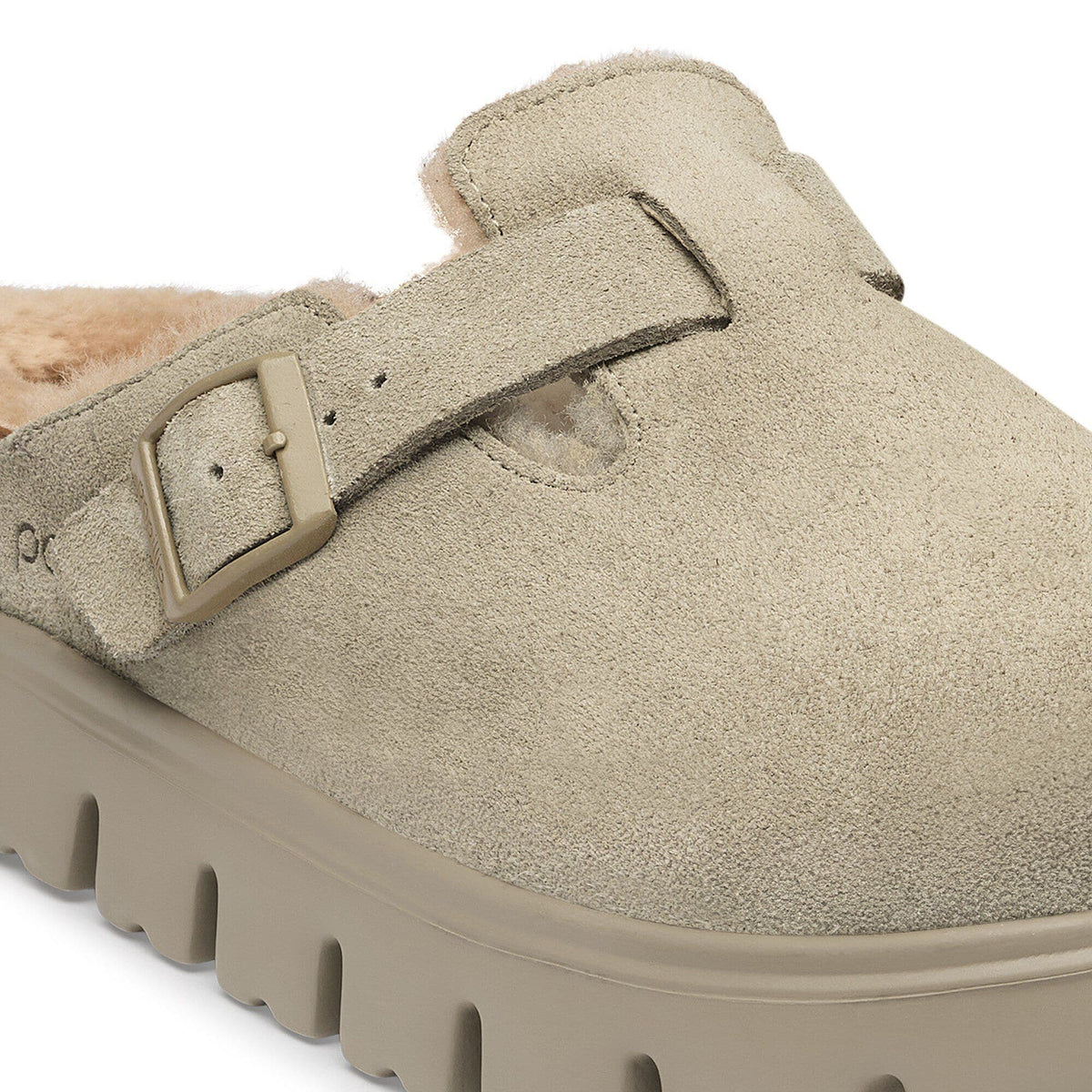 Boston Chunky Shearling Suede Leather in Color Taupe | Birkenstock