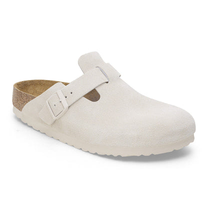 Boston Soft Footbed Suede Leather in Color Antique White | Birkenstock