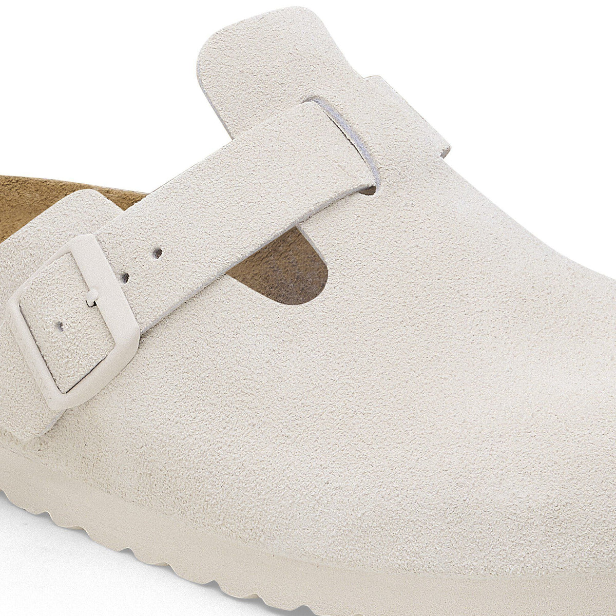 Boston Soft Footbed Suede Leather in Color Antique White | Birkenstock