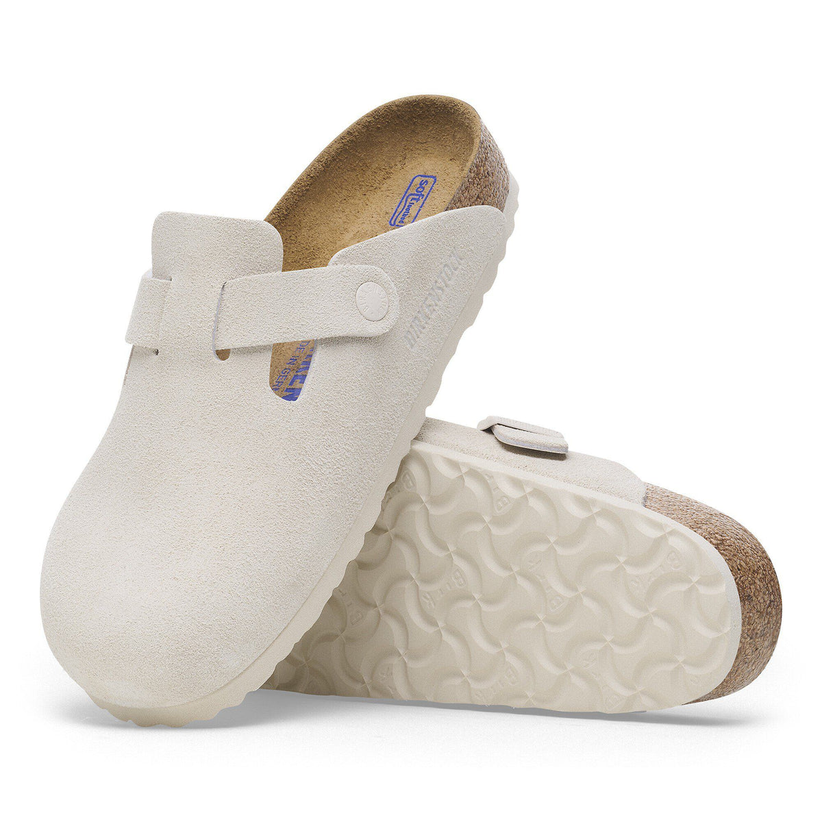 Boston Soft Footbed Suede Leather in Color Antique White | Birkenstock