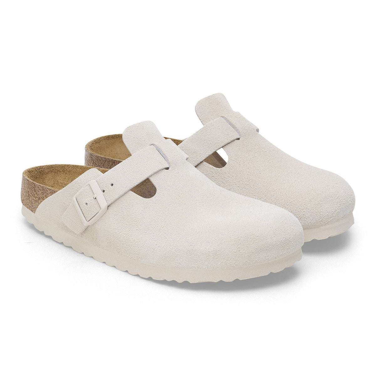 Boston Soft Footbed Suede Leather in Color Antique White | Birkenstock