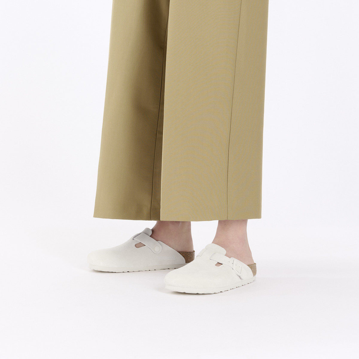 Boston Soft Footbed Suede Leather in Color Antique White | Birkenstock