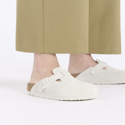 Boston Soft Footbed Suede Leather in Color Antique White | Birkenstock