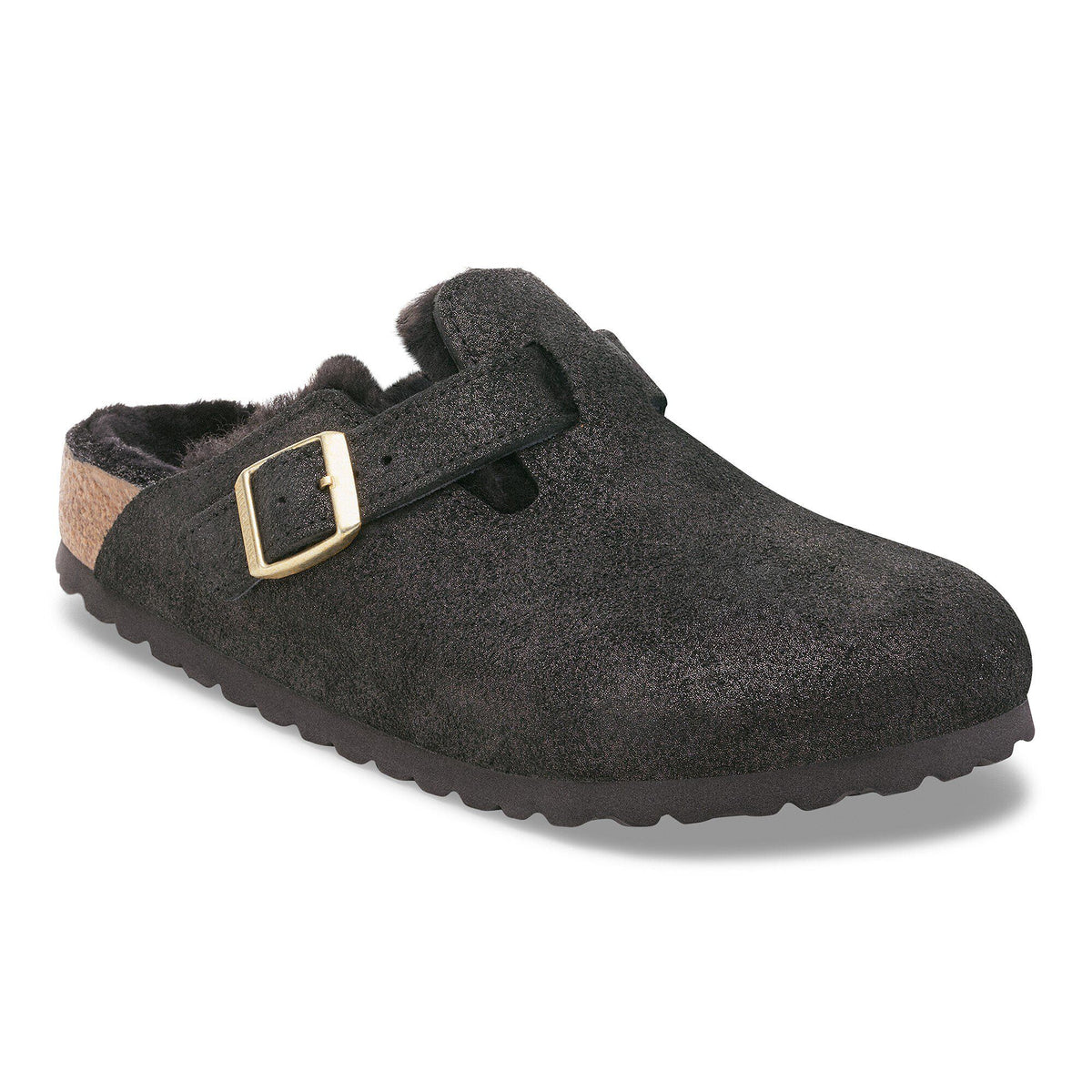 Boston Shearling Suede Leather-Shearling in Color Black Suede Shimemring | Birkenstock