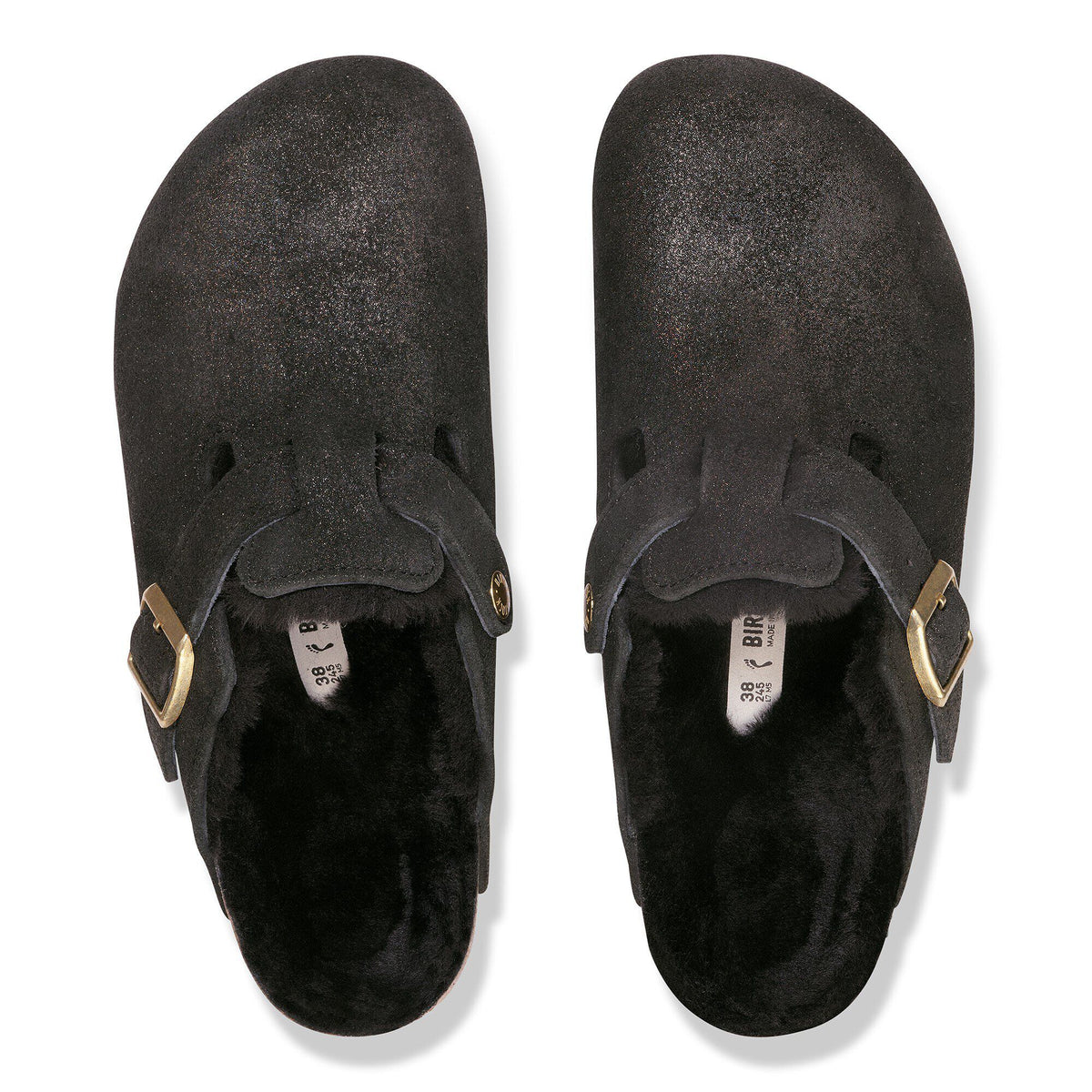 Boston Shearling Suede Leather-Shearling in Color Black Suede Shimemring | Birkenstock