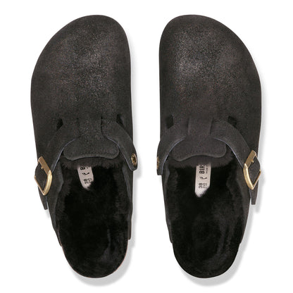 Boston Shearling Suede Leather-Shearling in Color Black Suede Shimemring | Birkenstock