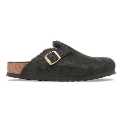 Boston Shearling Suede Leather-Shearling in Color Black Suede Shimemring | Birkenstock