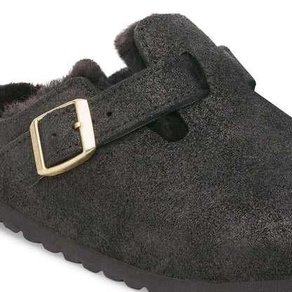 Boston Shearling Suede Leather-Shearling in Color Black Suede Shimemring | Birkenstock