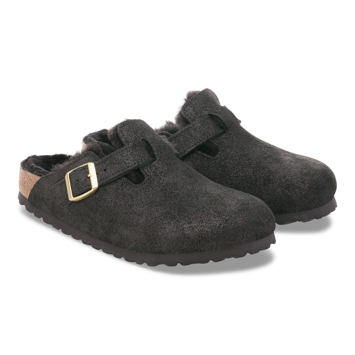 Boston Shearling Suede Leather-Shearling in Color Black Suede Shimemring | Birkenstock