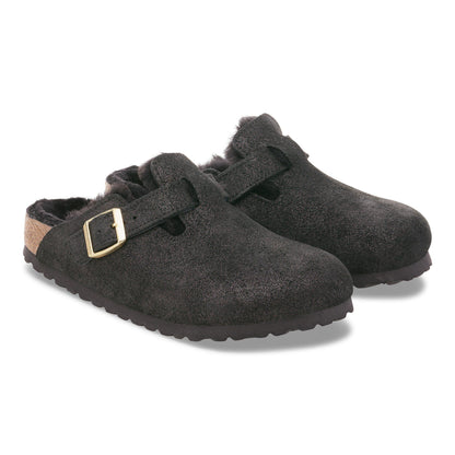 Boston Shearling Suede Leather-Shearling in Color Black Suede Shimemring | Birkenstock