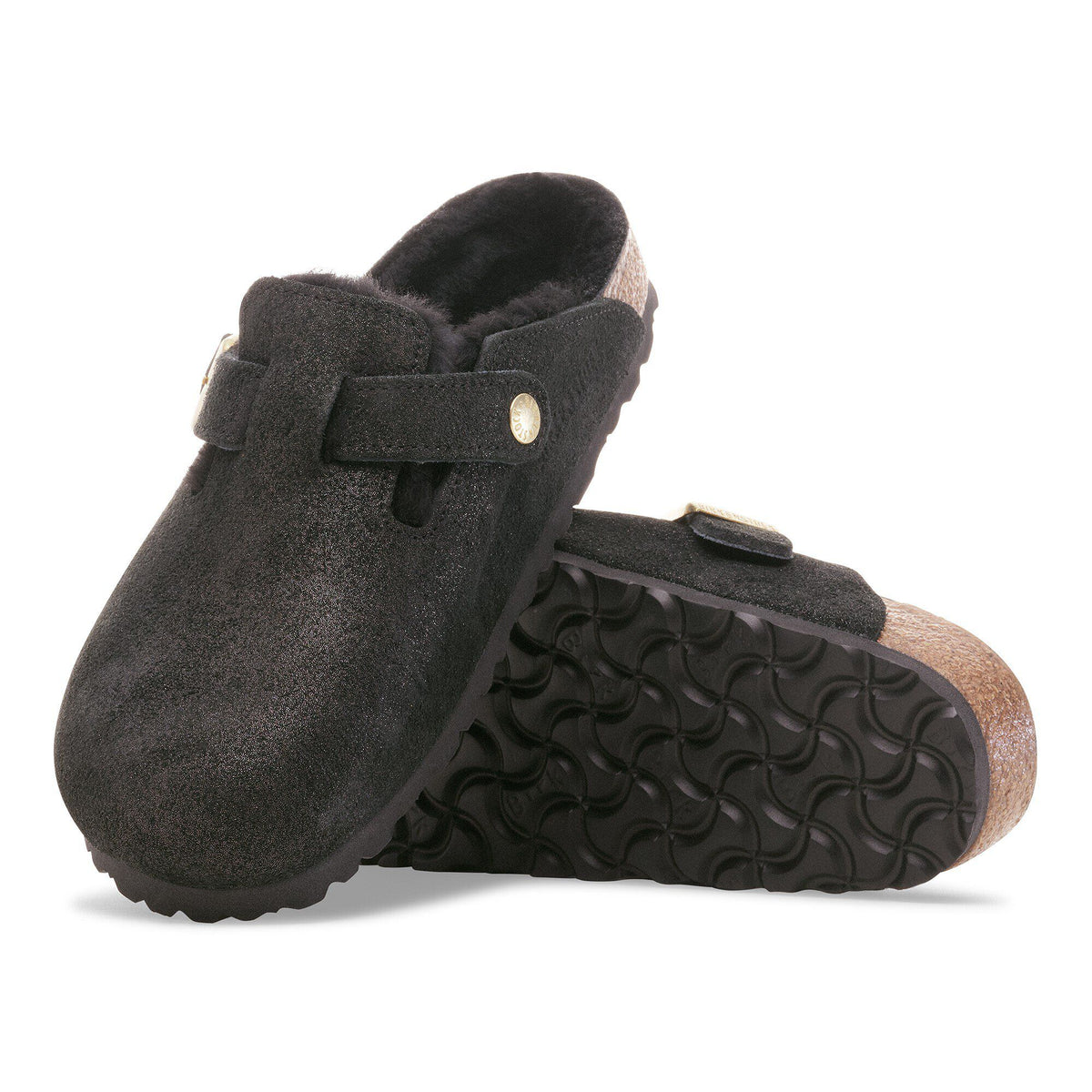 Boston Shearling Suede Leather-Shearling in Color Black Suede Shimemring | Birkenstock