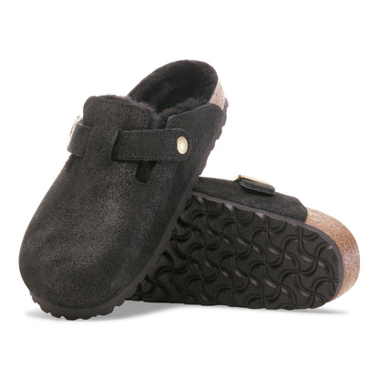 Boston Shearling Suede Leather-Shearling in Color Black Suede Shimemring | Birkenstock