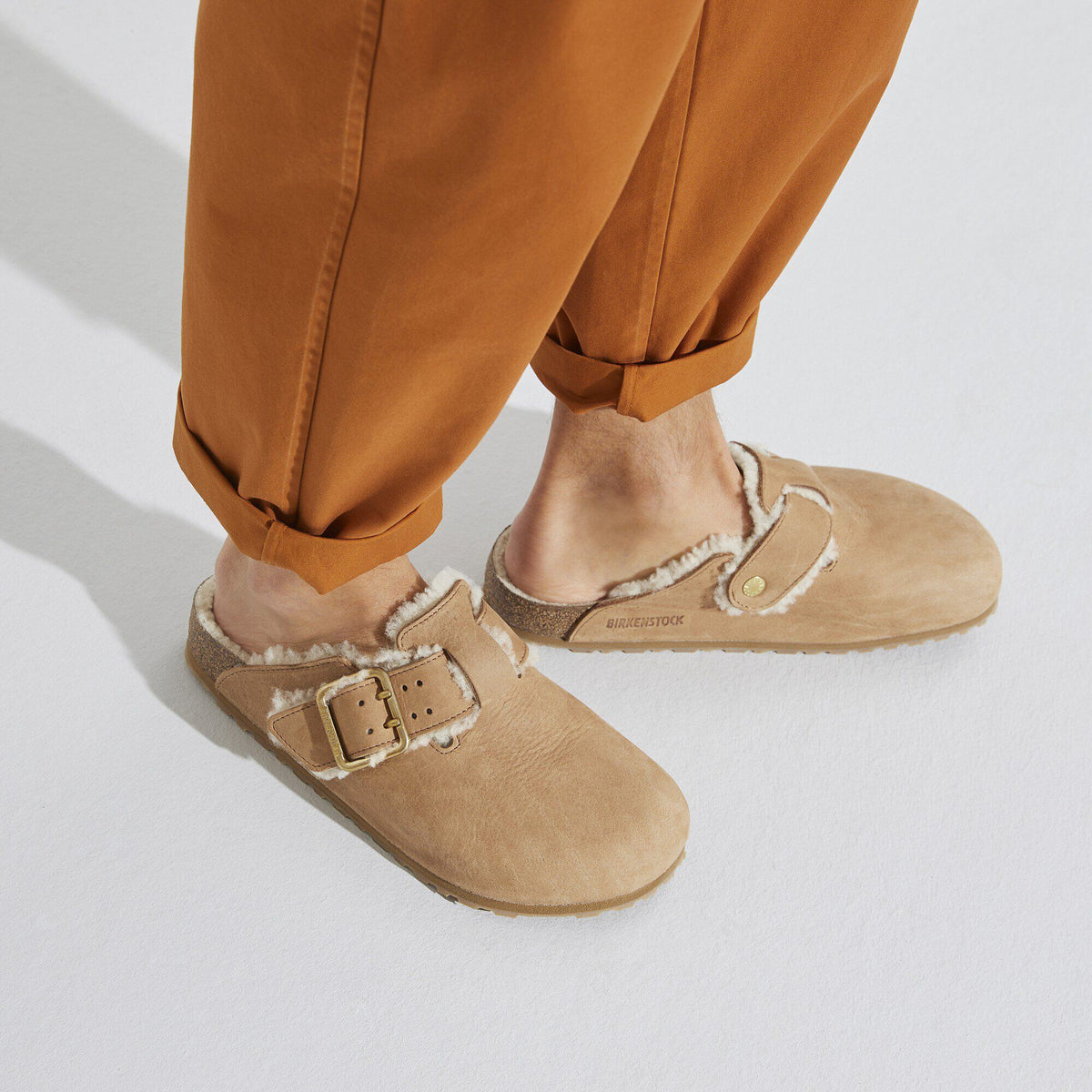 Boston Bold Shearling Nubuck Leather in Color Cognac | Birkenstock