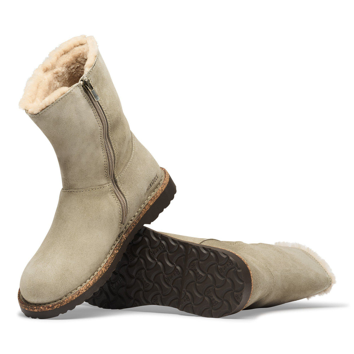 Uppsala Zip Shearling Suede Leather in Color Taupe | Birkenstock
