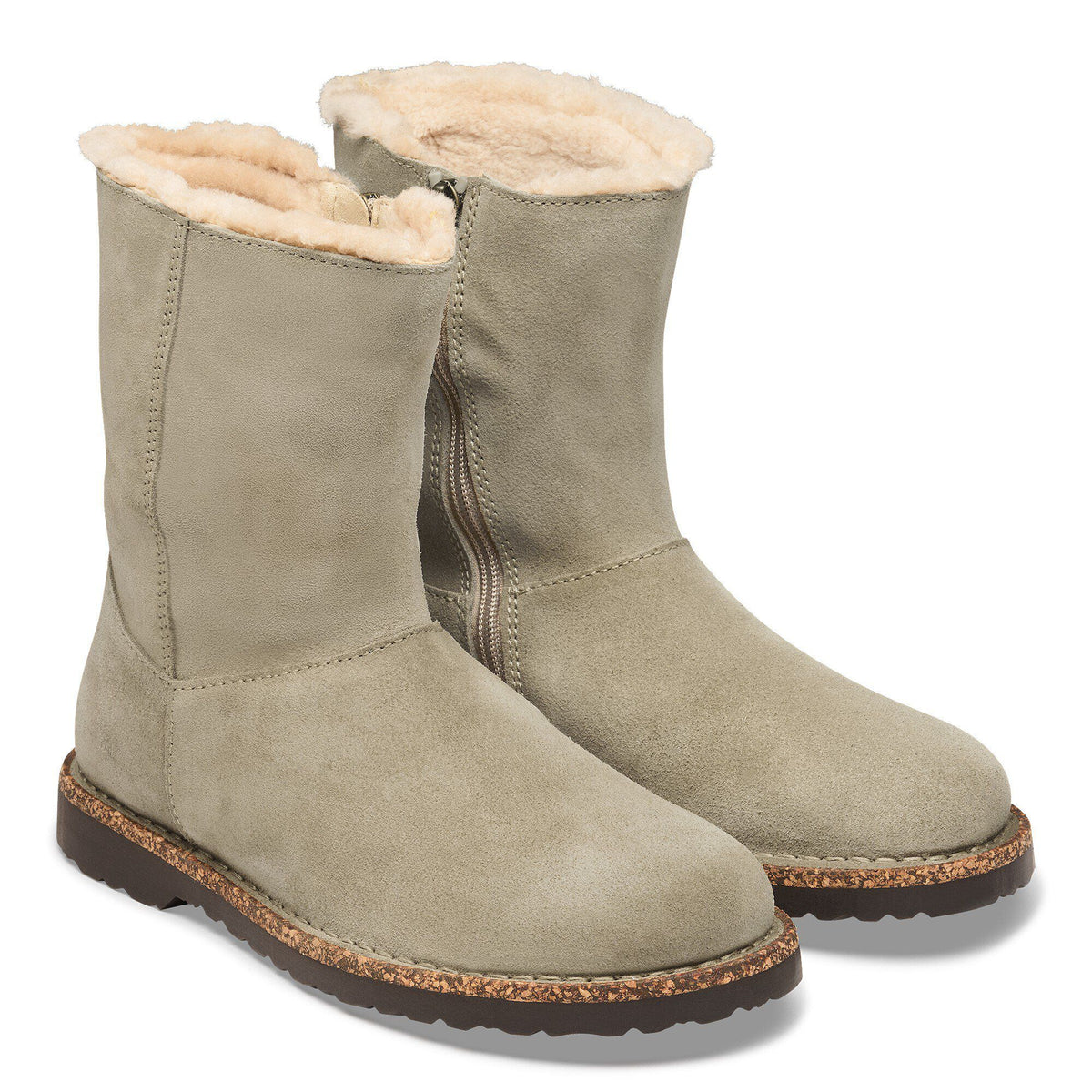 Uppsala Zip Shearling Suede Leather in Color Taupe | Birkenstock