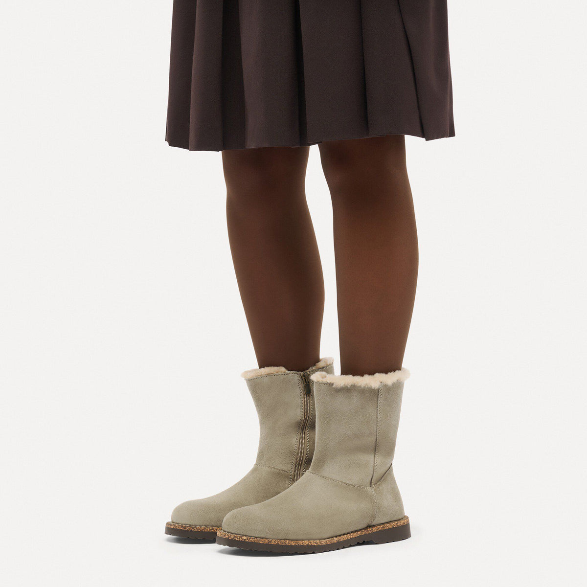 Uppsala Zip Shearling Suede Leather in Color Taupe | Birkenstock