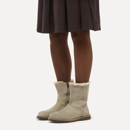 Uppsala Zip Shearling Suede Leather in Color Taupe | Birkenstock