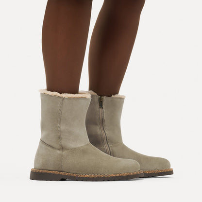 Uppsala Zip Shearling Suede Leather in Color Taupe | Birkenstock