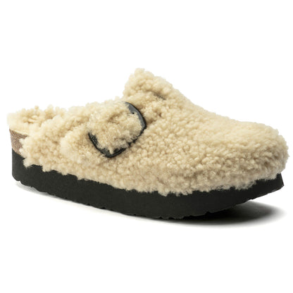 Boston Big Buckle Flex Platform Shearling in Color Teddy Eggshell | Birkenstock
