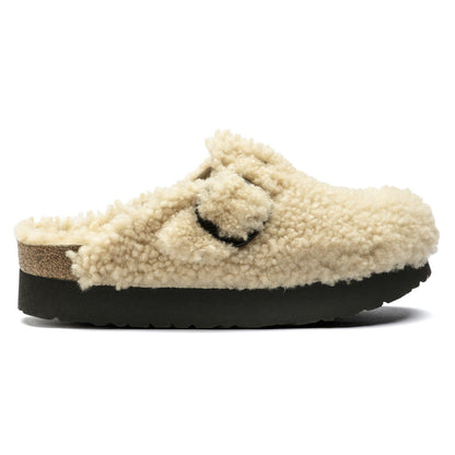 Boston Big Buckle Flex Platform Shearling in Color Teddy Eggshell | Birkenstock