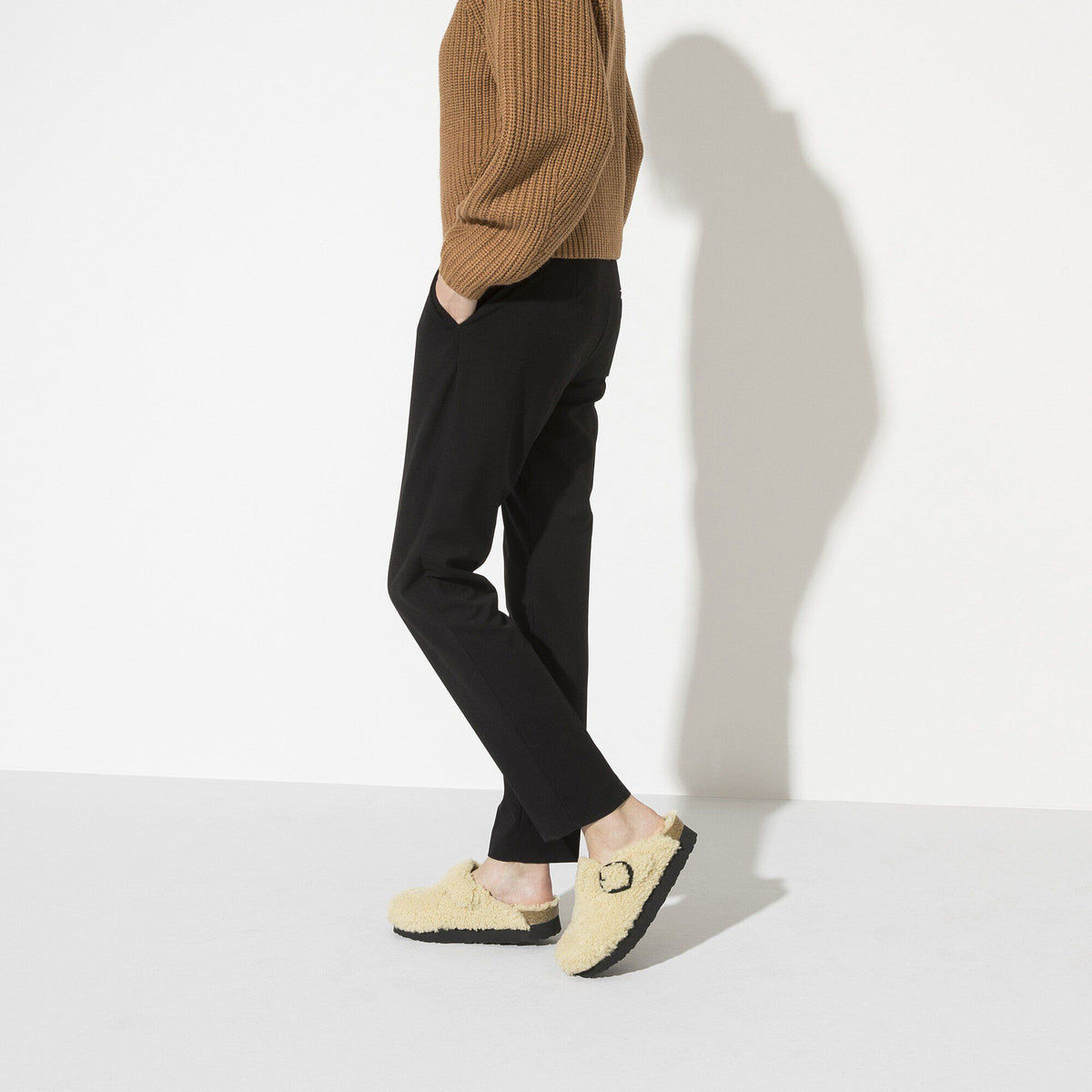Boston Big Buckle Flex Platform Shearling in Color Teddy Eggshell | Birkenstock