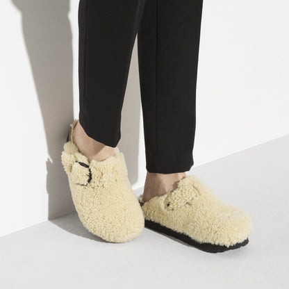 Boston Big Buckle Flex Platform Shearling in Color Teddy Eggshell | Birkenstock