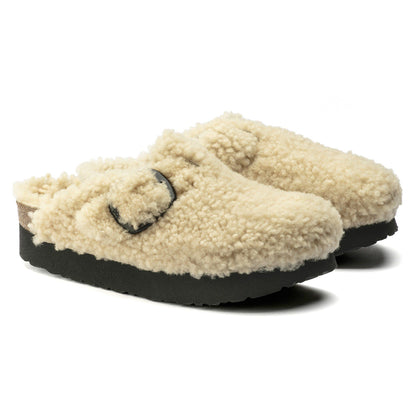 Boston Big Buckle Flex Platform Shearling in Color Teddy Eggshell | Birkenstock