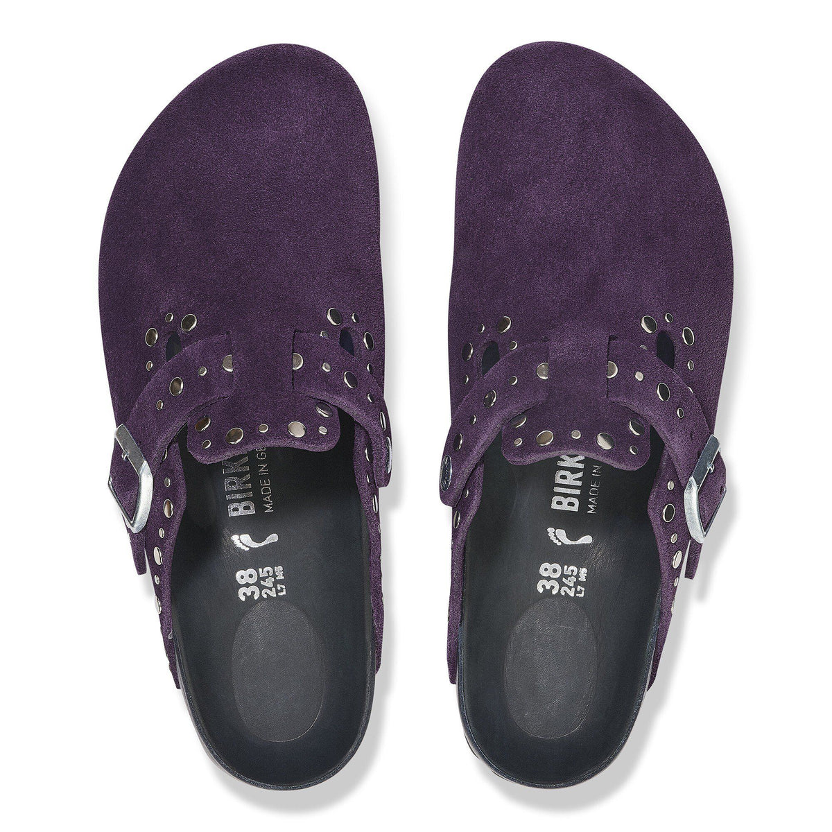 Boston Rivets Suede Leather in Color Acai | Birkenstock