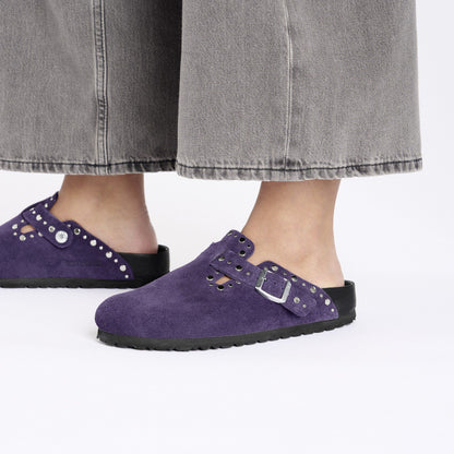 Boston Rivets Suede Leather in Color Acai | Birkenstock