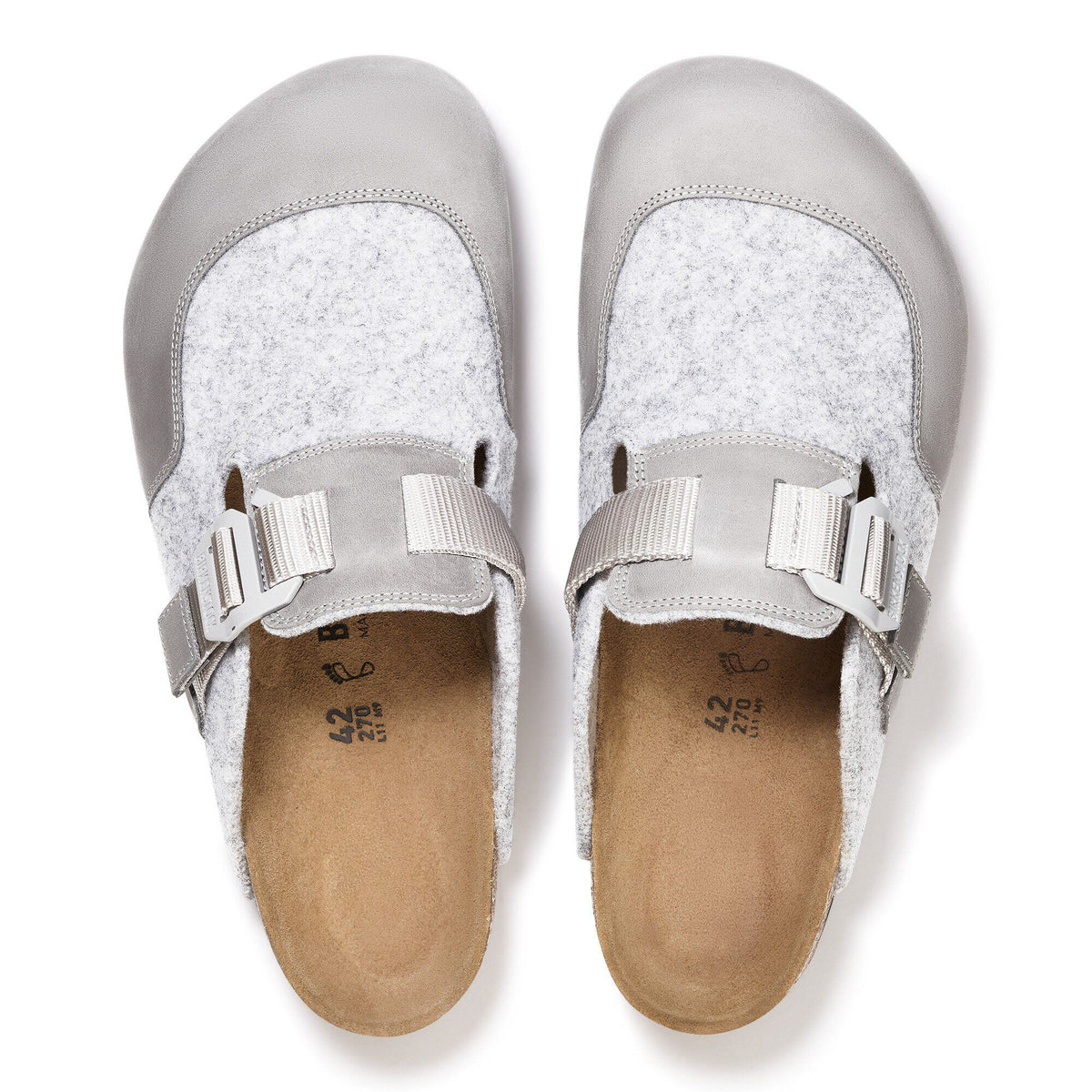 Boston Nova Leather/Textile/Felt in Color Stone Coin | Birkenstock