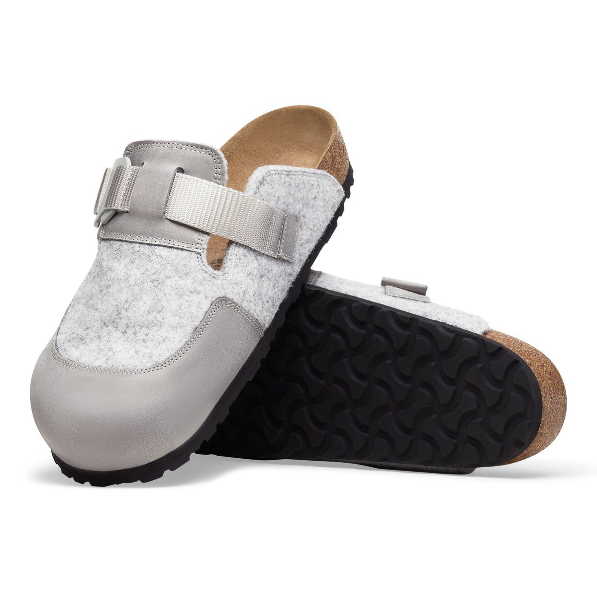 Boston Nova Leather/Textile/Felt in Color Stone Coin | Birkenstock