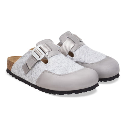 Boston Nova Leather/Textile/Felt in Color Stone Coin | Birkenstock