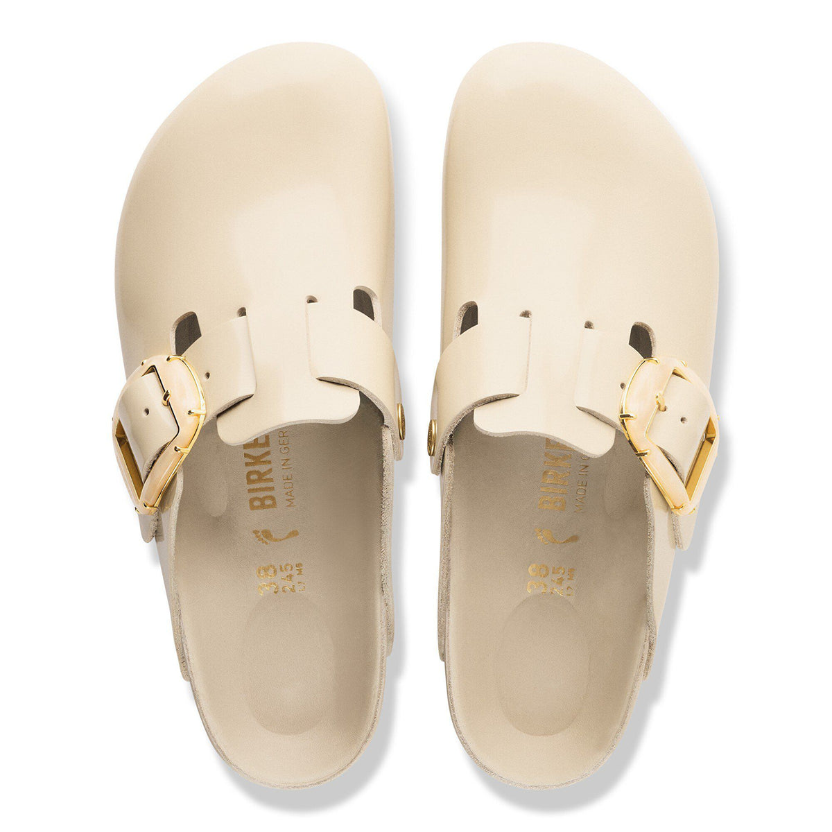 Boston Big Buckle Natural Leather Patent in Color High-Shine Oyster | Birkenstock
