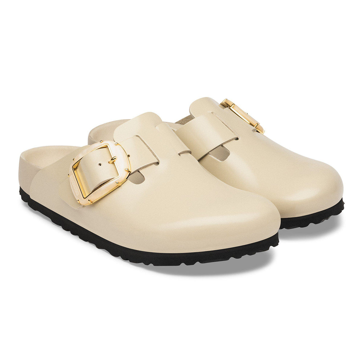 Boston Big Buckle Natural Leather Patent in Color High-Shine Oyster | Birkenstock