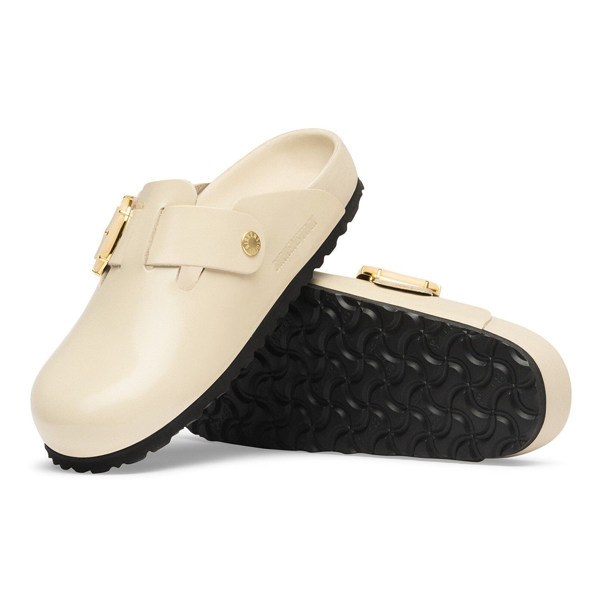 Boston Big Buckle Natural Leather Patent in Color High-Shine Oyster | Birkenstock