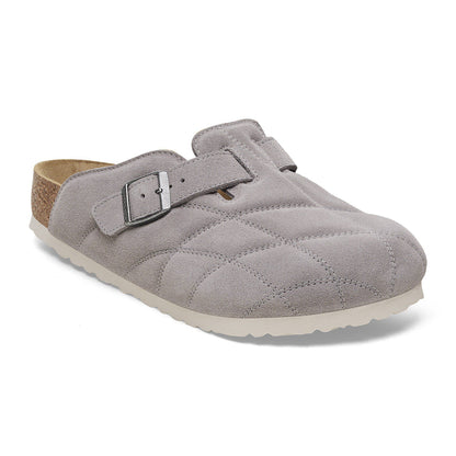 Boston Quilted Suede Leather in Color Stone Coin | Birkenstock