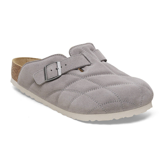 Boston Quilted Suede Leather in Color Stone Coin | Birkenstock