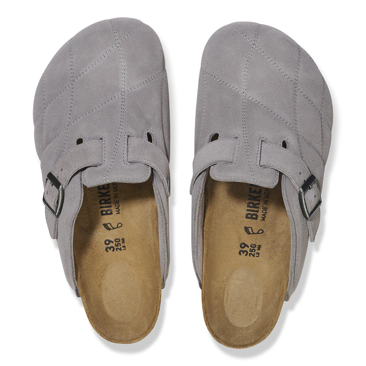 Boston Quilted Suede Leather in Color Stone Coin | Birkenstock