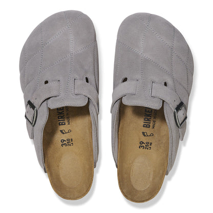 Boston Quilted Suede Leather in Color Stone Coin | Birkenstock