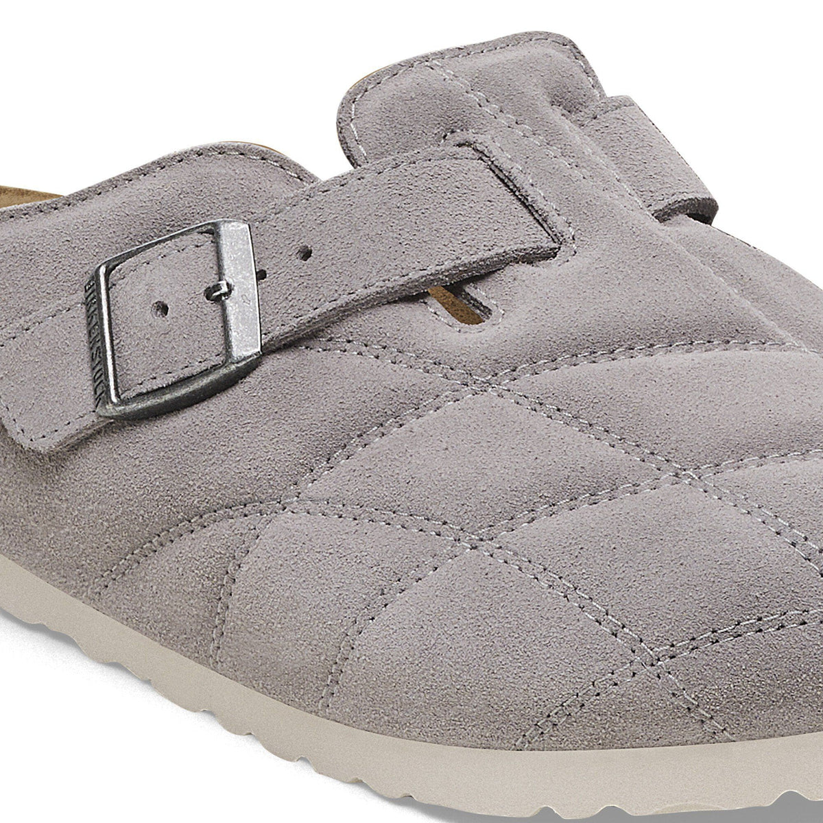 Boston Quilted Suede Leather in Color Stone Coin | Birkenstock