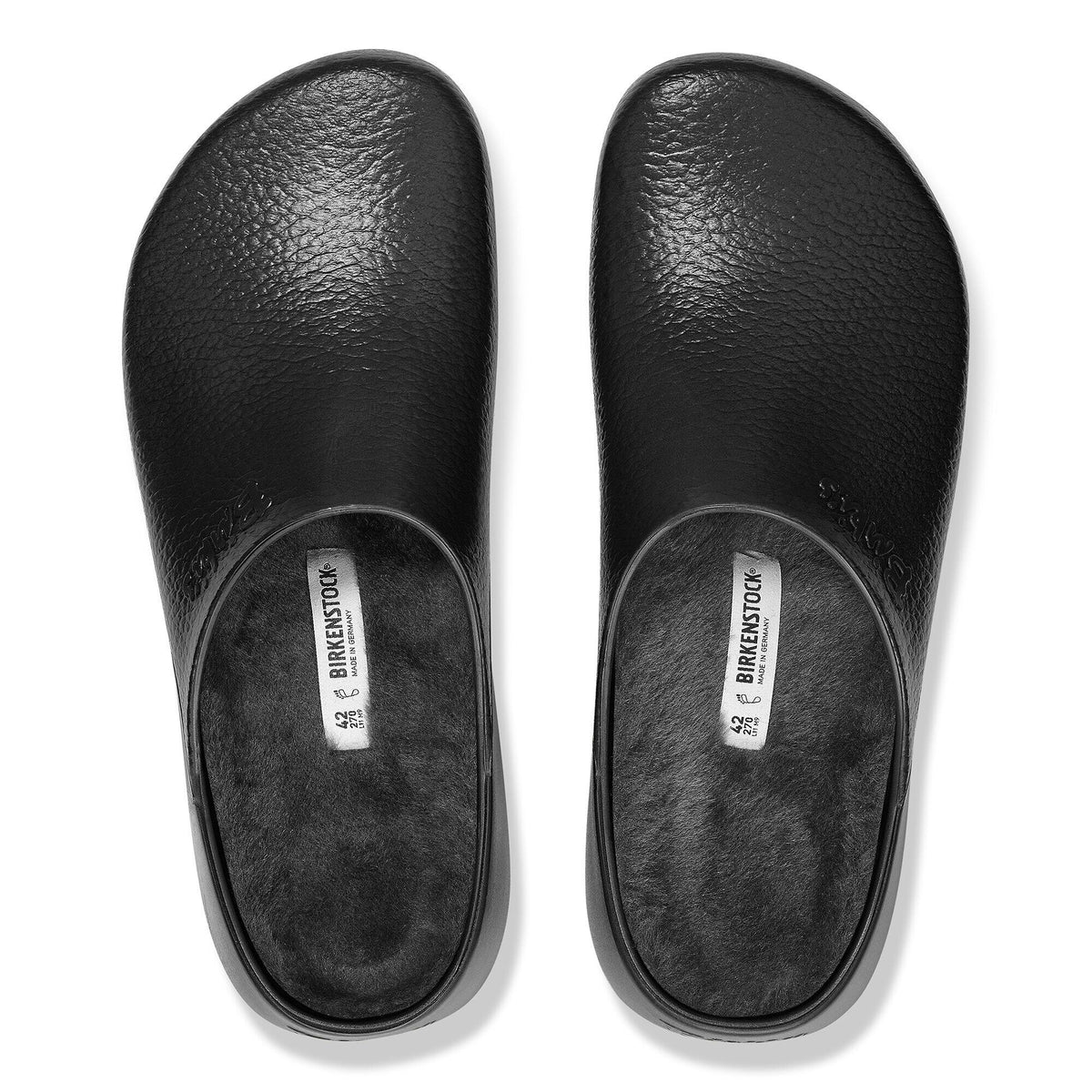 Super-Birki Shearling Polyurethane in Color Jet Black | Birkenstock
