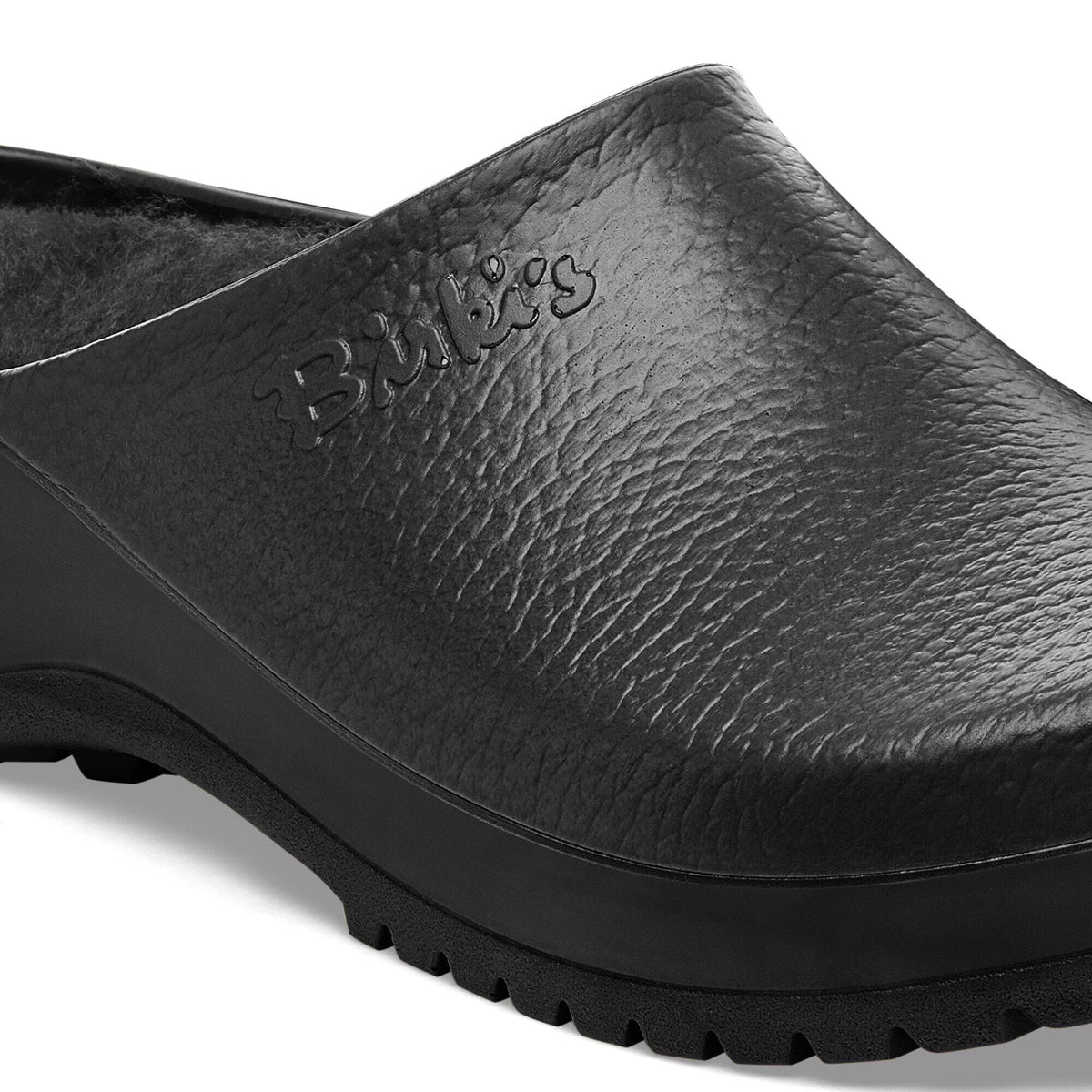 Super-Birki Shearling Polyurethane in Color Jet Black | Birkenstock
