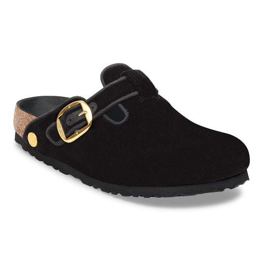 Boston Big Buckle Piping Rivet Logo Textile in Color Velvet Black | Birkenstock