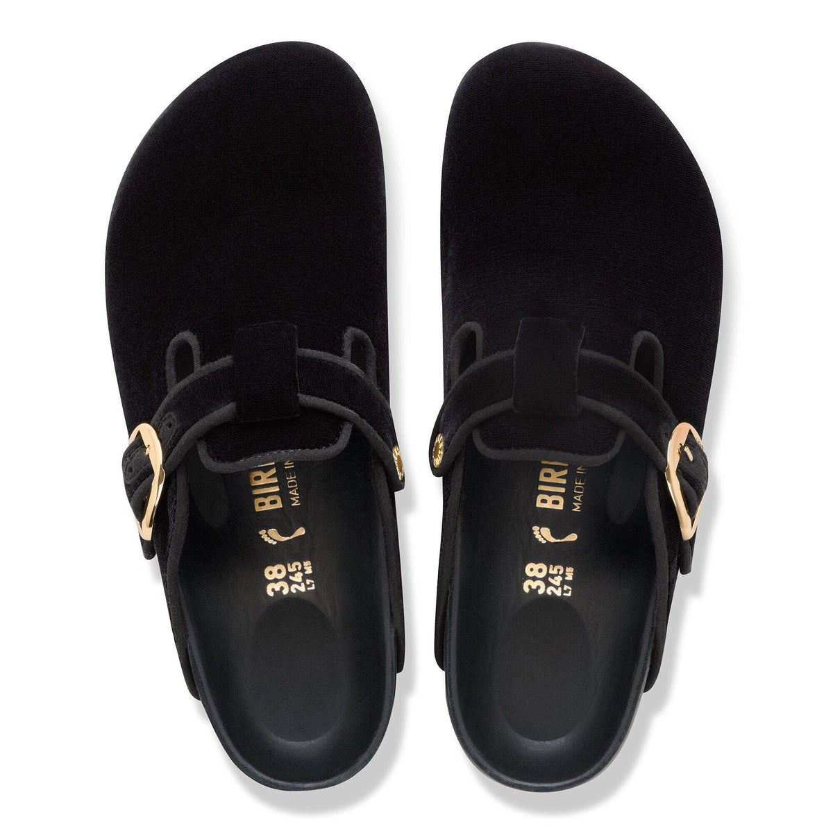 Boston Big Buckle Piping Rivet Logo Textile in Color Velvet Black | Birkenstock
