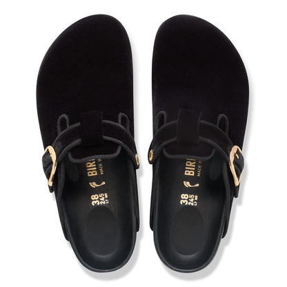 Boston Big Buckle Piping Rivet Logo Textile in Color Velvet Black | Birkenstock