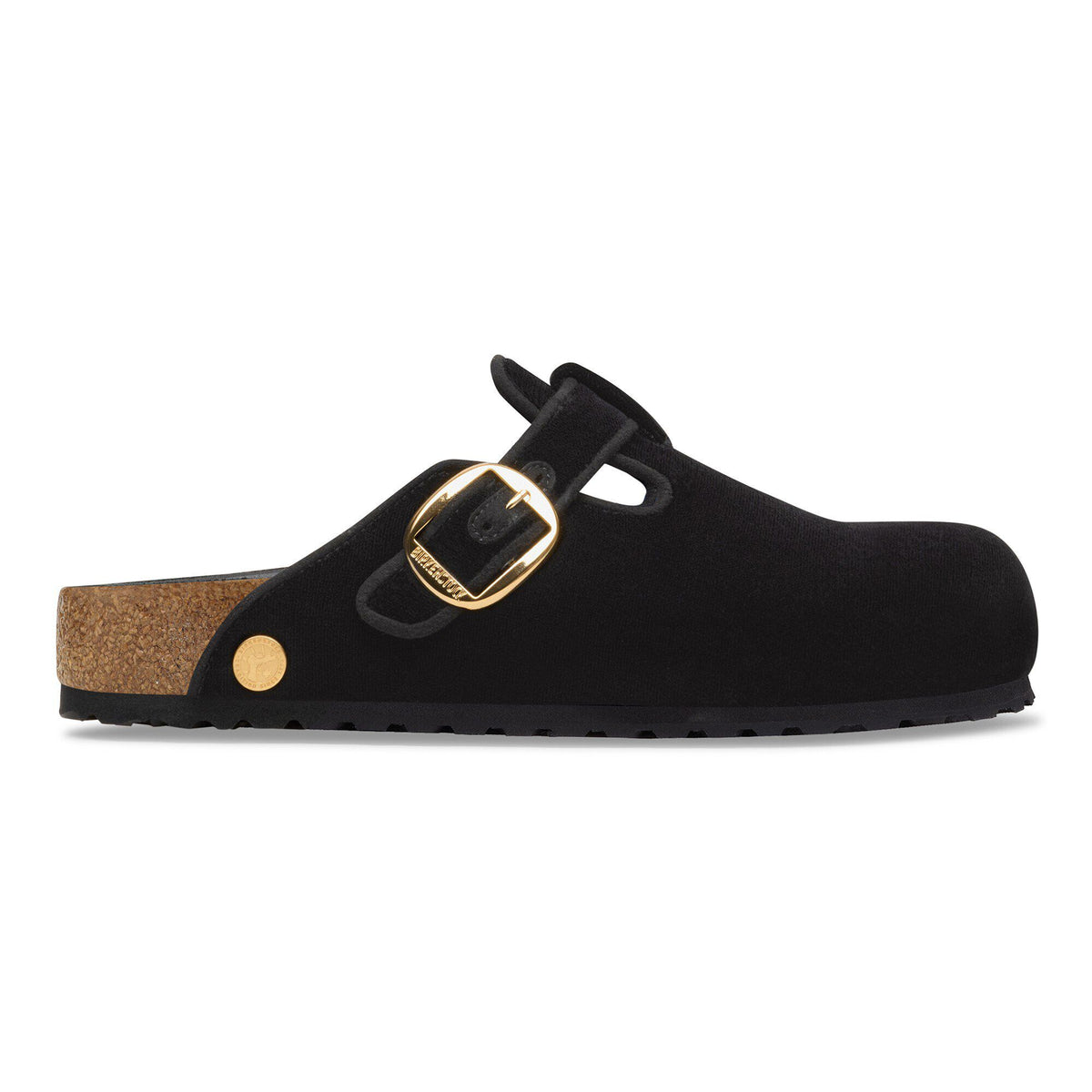 Boston Big Buckle Piping Rivet Logo Textile in Color Velvet Black | Birkenstock