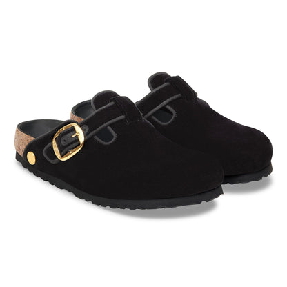 Boston Big Buckle Piping Rivet Logo Textile in Color Velvet Black | Birkenstock
